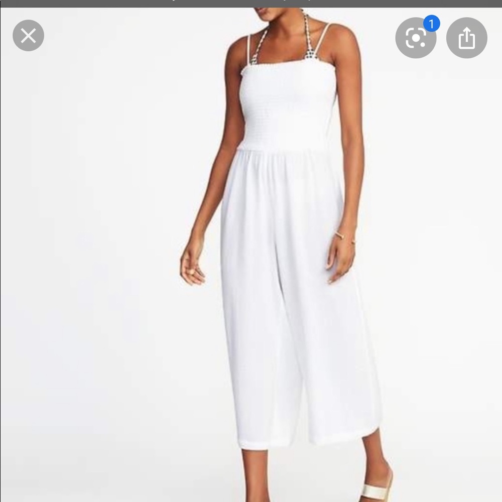 Old navy smocked white jumpsuit!